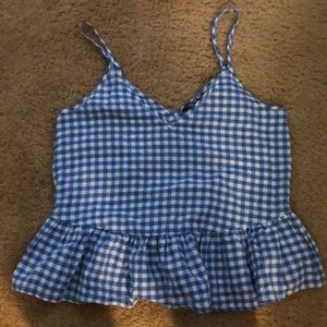 Gingham print peplum tank top
